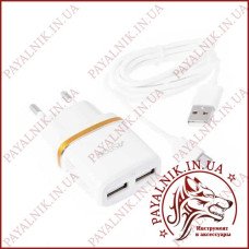Зарядний пристрій Aspor A828 (2 USB/2.4A) + кабель Micro USB