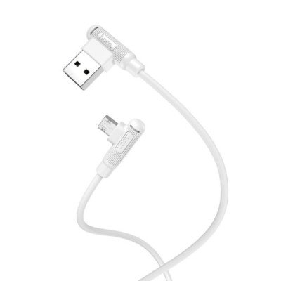 Кабель HOCO X46 Silicone Micro 2.1A White 1 метр кутові конектори