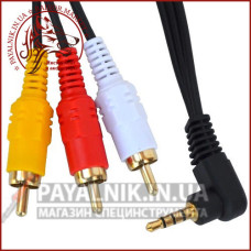 Кабель mini jack 3.5mm 4 pin - 3 RCA 1.2м (відео-аудіо) (5-0234)