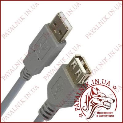 Подовжувач USB TCOM (шт.A-гн.А), v2.0, діаметр 4,5мм, довжина 3м., сірий (5-0704)