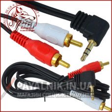 Кабель аудіо mini jack 3.5mm стерео кутовий - 2 RCA audio 1.5m (5-0202) Кабель аудіо mini jack 3.5mm стерео кутовий - 2 RCA audio 1.5m (5-0202)