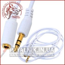 Кабель подовжувач mini jack 3.5мм 1.5м білий