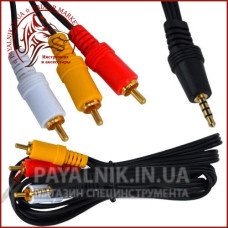 Кабель mini jack 3.5mm 4 pin - 3 RCA 1.2м (відео-аудіо) (5-0234)