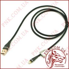 Кабель для iPhone Usb - Lightning в тканинному обплетенні, металеві кінці, кольори в асортименті
