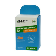 Очисник жал паяльника Relife RL-599C 3in1 (губка, металева стружка, сталева щітка)