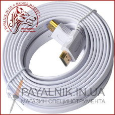 Кабель HDMI 5м v1.4 плоский, білий