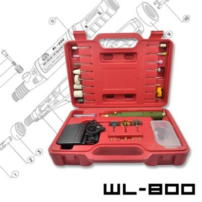 Міні дриль WL-800 18V ручний 5-16 тис. обертів (2.4мм 3.2мм.) з насадками, + кейс