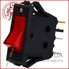 Перемикач з підсвічуванням KCD-3, ON-OFF 3-х контактний, 15A, 220V, червоний