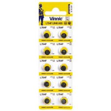 Батарейка Vinnic Alkaline 1.5v L754, LR48, 193, 393, AG5 (7.9*5.4mm)