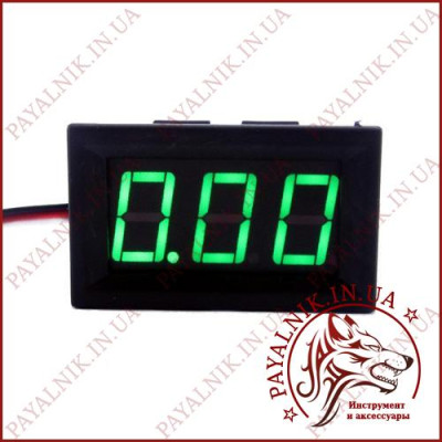Вольтметр DC 0-30V цифровий ЗЕЛЕНИЙ вбудований (три дроти) (DSN-DVM-568L-3) (27016G)