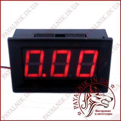 Вольтметр DC 0-30V цифровий ЧЕРВОНИЙ вбудований (три дроти) (DSN-DVM-568L-3) (27016R)