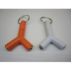 Переходник mini jack 3.5mm на 2 гнезда под mini jack 3.5mm в корпусе, на кольце