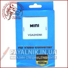 Конвертер перетворювач VGA HDMI гніздо VGA + гніздо 3,5мм (IN) - гніздо HDMI (OUT) MINI