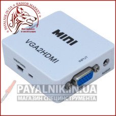 Конвертер перетворювач VGA HDMI гніздо VGA + гніздо 3,5мм (IN) - гніздо HDMI (OUT) MINI
