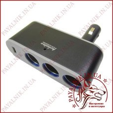 Автомобільний розгалужувач прикурювача 3 гнізда + USB WF-0100