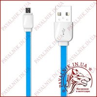USB to micro USB кабель Ldnio XS-07 (2.1A MAX, 1 метр, синій, плоский)