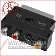 Перехідник Scart - RCA + гніздо mini din 4-х з перемикачем