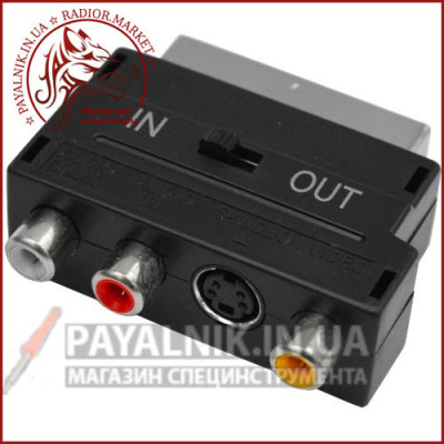 Перехідник Scart - RCA + гніздо mini din 4-х з перемикачем