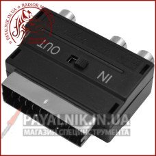 Перехідник Scart - RCA + гніздо mini din 4-х з перемикачем Перехідник Scart - RCA + гніздо mini din 4-х з перемикачем
