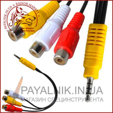 Перехідник mini jack 3.5mm – 3 RCA гніздо (мама) 10см. (5-0236)