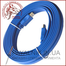 Кабель HDMI 5м v1.4 плоский, синій
