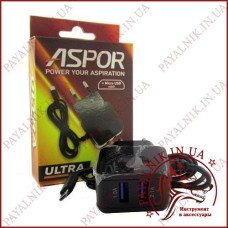 Зарядний пристрій ASPOR Ultra F13C 2USB 2.1A + кабель Micro USB