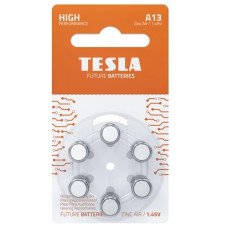 Батарейка Tesla A13 1.45V Zinc Air для слухових апаратів, 6 штук блістер