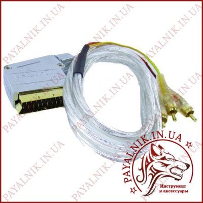Кабель Scart - 3 RCA 1м повний мідь Semicom (скарт - тюльпани) (87-28)