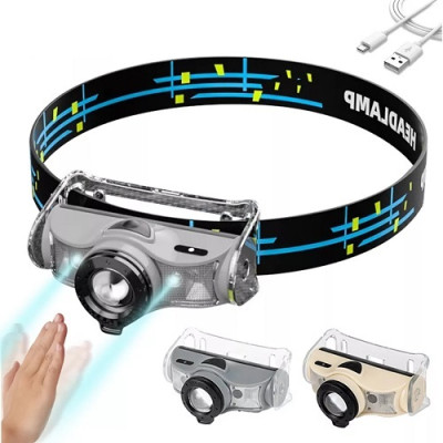 Ліхтарик налобний X-Balog від Li-on 18650 BL-T068 зарядка від Micro USB + сенсор + червоне світло