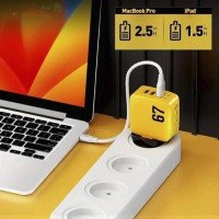 Мережевий зарядний пристрій VERON GAN LED DUAL PD+QC 67W, QC4.0 Yellow