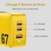 Мережевий зарядний пристрій VERON GAN LED DUAL PD+QC 67W, QC4.0 Yellow