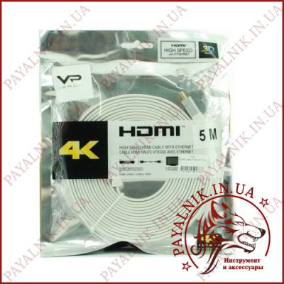 Кабель відео 4K Veron HDMI Cable плоский (5m)