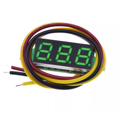 Вольтметр DC 0-100V 0.28" цифровий, без корпусу, зелений (три дроти)