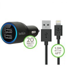 Автомобільне зарядне BELKIN 2 USB з кабелем для iPhone 5 (F8J071)