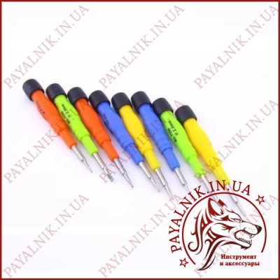 Набір викруток Power 7396 (9 одиниць) (+1.5мм, +2.0мм, -2.0мм, iph 0.8mm, 1.2mm, мерс 2.0мм, Т2, Т6)