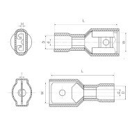 Конектор Takel плоский повністю ізольований "тато" MDFN 2-250 (1,5-2,5/6,3-0,8) (100шт)