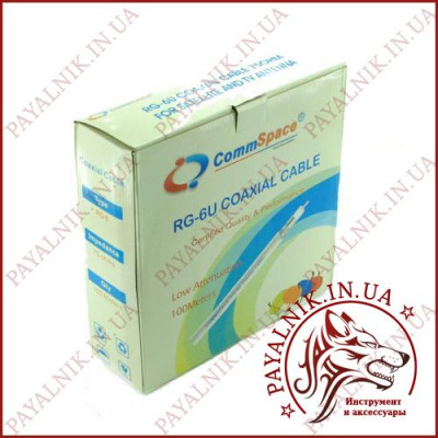 Кабель RG-6/120 (F690BV) CommSpace, діаметр 6.8мм, білий 100 метрів (7-1105-100)