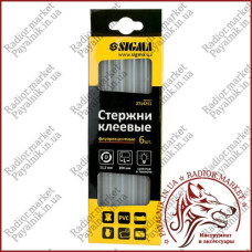 Клейові стрижні Sigma 11мм., 200мм., прозорі флуоресцентні 6шт. (2714251)