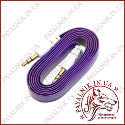 Кабель AUX mini jack 3.5мм 1.0м цветной, плоский (стандарт)