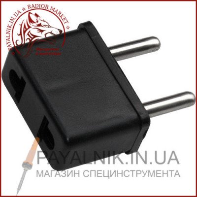 Перехідник в розетку прямокутний мережевий плоский, чорний