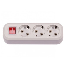 Колодка потрійна із заземленням та кнопкою Luxel Aura 250V 16A (7231)
