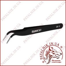 Пінцет вигнутий BAKU BK-15 з антистатичним покриттям (3016)