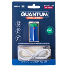 Акумулятор QUANTUM CR123A 16340 3.7v 450mAh Li-Ion + Type C зарядне