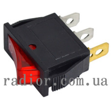 Перемикач KCD3 клавішний, з підсвічуванням ON-OFF 3-х контактний, 15A, 250V, червоний