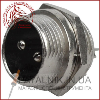 Роз'єм MIC 332, (штекер), монтажний, 2pin, діаметр - 16мм (1-0403)