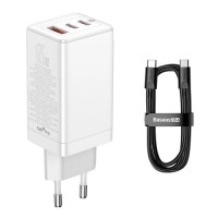Зарядний Baseus GaN3 Pro Fast Charger 2C+U 65W EU White (CCGAN65E3)