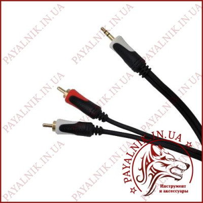 Кабель аудіо mini jack 3.5mm stereo - 2 RCA audio 1.8m Cabletech Basic Edition Польща (KPO3844-1.8)