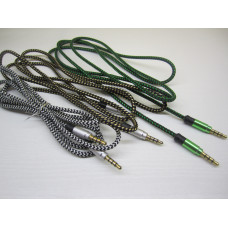 Кабель AUX mini jack 3.5мм 1.5м., 4 контакти, обплетення тканинне, (без упаковки)