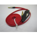 Кабель AUX mini jack 3.5мм 1.0м красный, плоский, с микрофоном