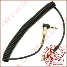 Кабель AUX mini jack 3.5мм 0.5-1.0м спіраль, кручений (стандарт) (тканина в силіконі)